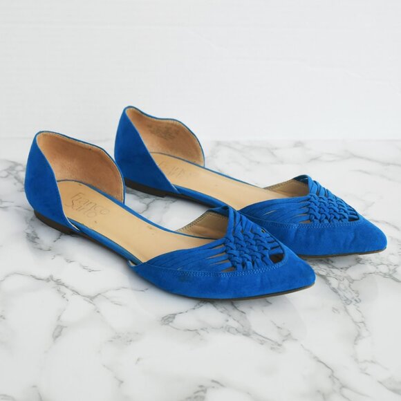 Franco Sarto Braided Pointy Toe Flats Cabalt Blue Suede Size 7 M - Picture 2 of 7